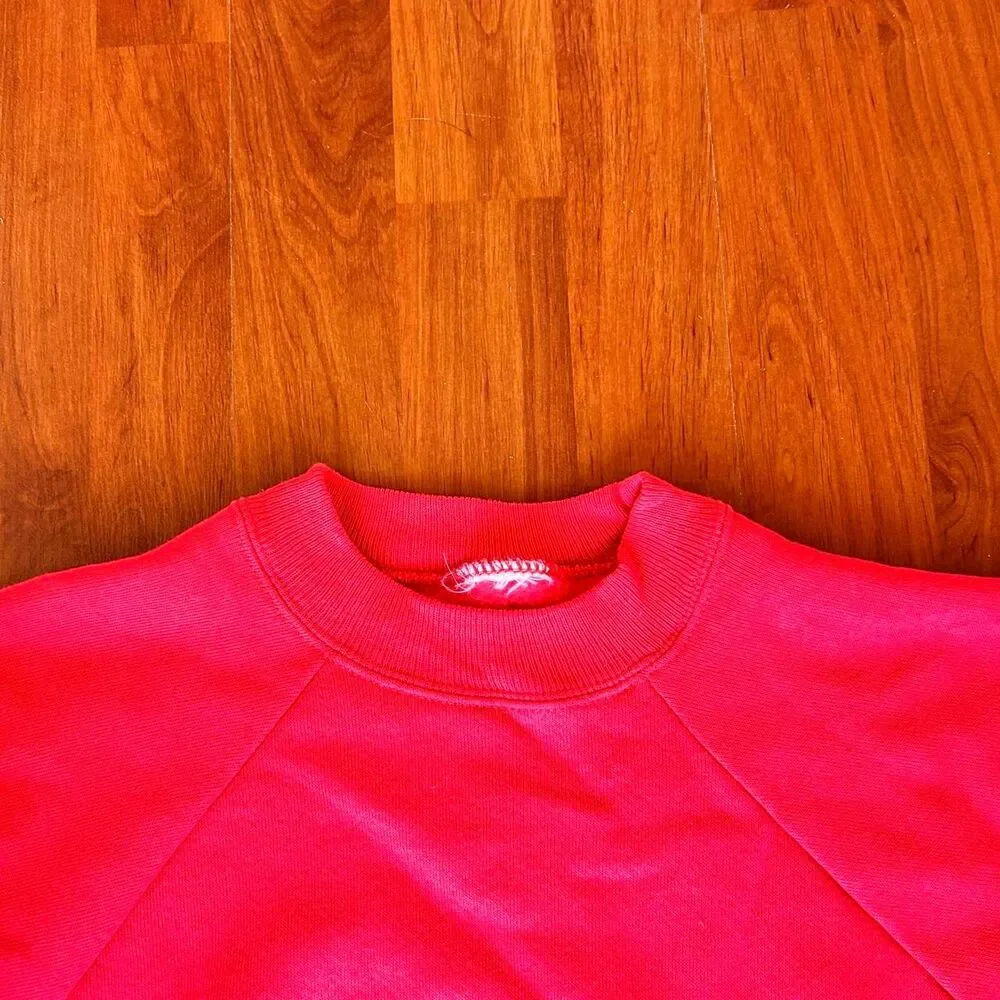 Vintage 1970s/80s bright red raglan stitch boxy crewneck